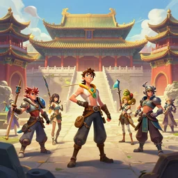 photo cartoon illustration comic manga painting of chinese palace environement, fantasy environement, digital painting, volumetric lighting by feng zhu, 3 d alejandro alvarez alena aenami artworks in 4 k beeple, by thomas kinkade hearstone league of legends dofus overwatch