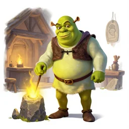 shrek as a wizard, in a tavern, hearthstone, concept illustartion, character art,