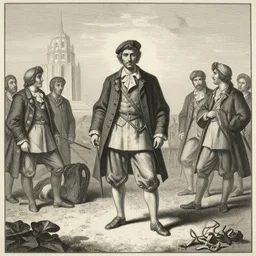 An American Scene Painting style Engraving made with Pencil on Marble of A Conspirator in the style of Henri-Joseph Harpignies