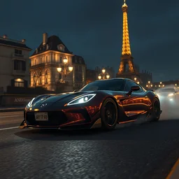 highly detailed mazda rx 7 drifting in paris at night, in gta v, stephen bliss, unreal engine, fantasy art by greg rutkowski, loish, rhads, ferdinand knab, makoto shinkai and lois van baarle, ilya kuvshinov, rossdraws, tom bagshaw, global illumination, radiant light, detailed and intricate environment