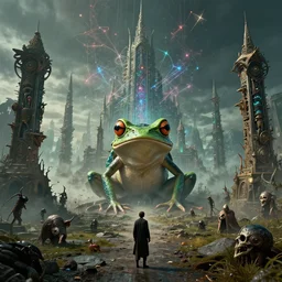 by giacomo balla and * * * * sergey grechanyuk * * * *, visually stunning, cinematic, ultra realistic, hyper realism, 1 2 k, epic, octane render, unreal engine, vfx, maya, hypnofrog : occult city, a quantum mechanical effect : 🚨 techno - gothic totems of a post - apocalyptic civilization of tribes and clans. 💀