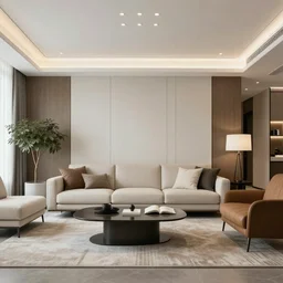modern light colored interior design, sophisticated, modern, furniture magazine, promotional photography