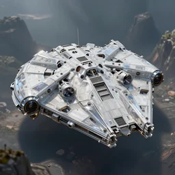 glass and bone millennium falcon, soft, sharp focus, detailed, sci-fi, hyperrealism, artwork Ayami Kojima, Daytoner, Greg Tocchini, James Jean,Yoshitaka Amano. Subsurface scattering. Octane Render