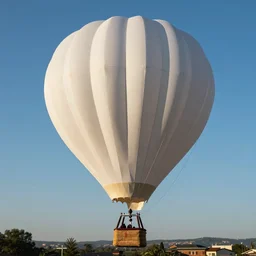 huge origami hot air balloon, blue sky background, landscape picture