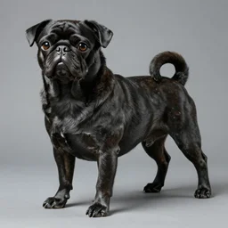 photo of black pugalier dog sculpture, by caravaggio, immense detail