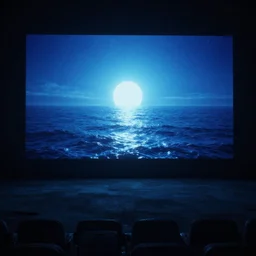 ocean night projection, octane render, unreal engine, matte painting