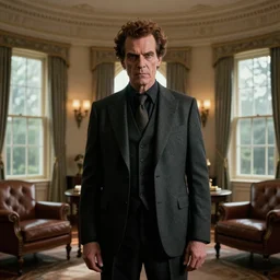 president evil BOB from twin peaks in the oval office bright lighting high resolution, menacing atmosphere