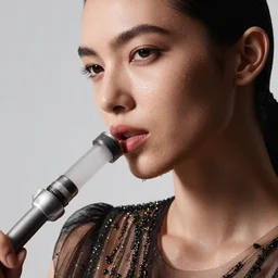 close up of face of a fashion model is getting wet by a hose, luxury dress, official valentino editorial, highly detailed