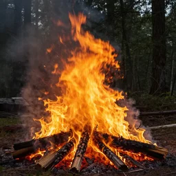 A realistic photo of a fire in the forest