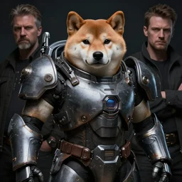 kerberos panzer armor, realistic anthropomorphic shiba inu, science fiction, dark, portrait by donato giancola and greg rutkowski and wayne barlow, realistic face