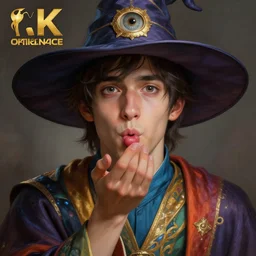 an anthropomorphic beautiful young male scientist portrait blowing bonk wearing colourful robe, big eye, wizard hat, fine art, award winning, intricate, elegant, sharp focus, octane render, hyperrealistic, wizard hat cinematic lighting, highly detailed, digital painting, 8 k concept art, art by jamie hewlett and z. w. gu, masterpiece, trending on artstation, 8 k