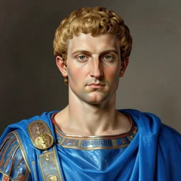 detailed portrait of emperor nero, old roman style, non - reflective blue neon cloak, decorated with traditional roman ornaments by rhads, makoto shinkai cyril rolando, madgwick illustrated, perfect face, fine details, realistic shaded, fine - face, pretty face