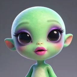a cute alien with giant lips and makeup, digital illustration, 3 d render, in the style of deema egorov, amazing detail, ray tracing, behance, octane render, cg render, good lighting