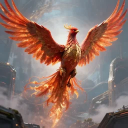 rising phoenix, sci - fi digital art