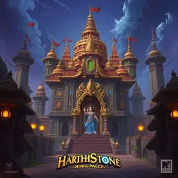 hindu palace, in concept art of main menu loading screen background. for russian mmorpg by katauri, artstation, behance, style of hearthstone