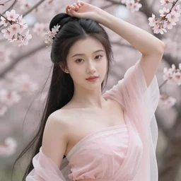 portrait of a young curvaceous mulan, dreamy and ethereal, cherry blossoms, expressive pose, peaceful expression, elegant, highly detailed, digital painting, artstation, concept art, smooth, sharp focus, by gil elvgren by harry ekham