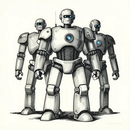 warrior robots by Samuel Jessurun de Mesquita, linocut print