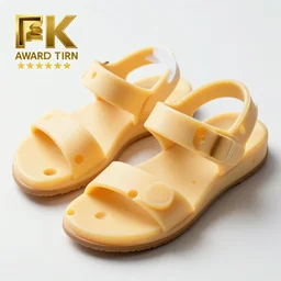 high quality photo of sandals made of cheese, realism, 8k, award winning photo