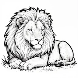 Coloring book cover of a resting lion, outlined, ArtStation, sharp focus, 4k