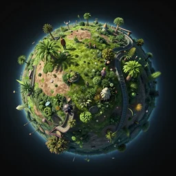 Planet overgrown in overgrown planet, Greg Rutkowski, Darek Zabrocki, Karlkka, Jayison Devadas, Phuoc Quan, trending on Artstation, 8K, ultra wide angle, pincushion lens effect