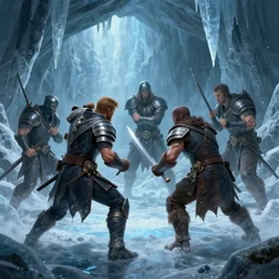 battle in the ice cave fantasy. greg rutkowski. boris vallejo. 3 8 4 0 x 2 1 6 0