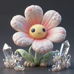 flower creature, a lot of crystals around, smooth cell shading, by moebius and roland topor, 7 0's sci - fi, retro