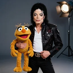studio portrait still of muppet!!!!! michael jackson!!!!!! as a muppet muppet as a muppet, 8 k, studio lighting, key light