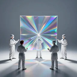 a photo of scientists inventing the first hologram