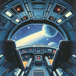 liminal spaceship cockpit. ralph mcquarrie scenes. art by, keith parkinson, walter simonson, gerald brom, keith parkinson. r / cassettefuturism. cycles. r / retrobattlestations