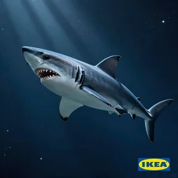 an ikea shark in space