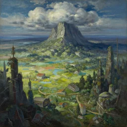 the abyss from made in abyss, a beautiful detailed landscape painting by simon stalenhag