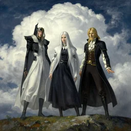 cloud strife and sephiroth in grant wood's american gothic