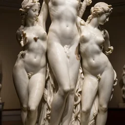 detailed photo of beautiful woman statue, various lacivious seducing poses, photorealism, intricate detail, a few light reflexions, museum diffuse lighting