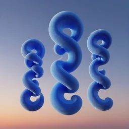 ! dream rendering of a series of 3 d spirals in the dawn sky by beeple, 3 d art, sophie cover album, 3 d renders, topology, topological renders, blue gradient, highly detailed, experimental art, digital art, rendered on unreal 3 d,
