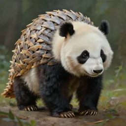 highly detailed painting of an anthropomorphic anthropomorphic pangolin panda creature by william turner, by greg rutkowski, by william constable, photorealism, 4 k resolution