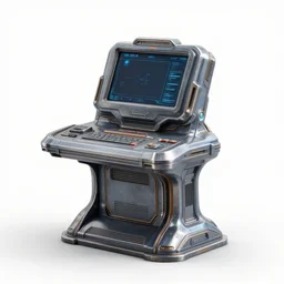 an intricate 3 d model on a white background, detailed, videogame prop design, hard surface model, a fancy, futuristic information terminal, has a screen, metal, realistic, featured on flickr, vertical orientation, very coherent, hyper realism, high detail, octane render, 8 k