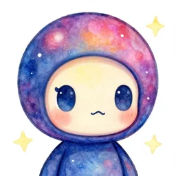 cute galactic max branning with a giant head, painted in bright water colors