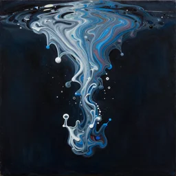 drowning in deep space, paint pour, greg rutkowski, wlop, oil on canvas, poured paint, paint pour