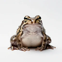 striped frog, high detail photograph, full body, isolated on a pure white background, centered, entire subject in frame, sharp focus, soft studio lighting