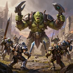 warhammer orks fighting warcraft orcs