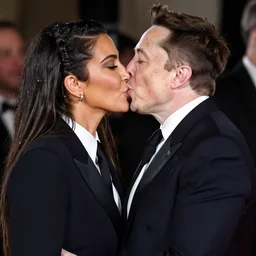 elon musk passionately kissing kim kardashian