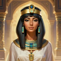 portait egyptian princess haifa wehbe as cleopatra, centred, very long hair, hd, unreal engine, art digital painting, final fantasy style, amazing background theme