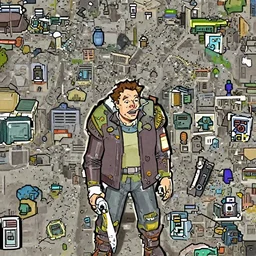 Elon Musk in Borderlands, video game, screenshot, cel shaded