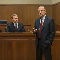 saul goodman defending michael scorn in acourt, courtroom painting