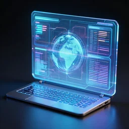 a hologram of a futuristic computer