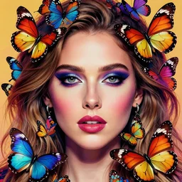 glamor portrait face symmetry, morena baccarin, surrounded colorful butterflies, intricate detailed photorealistic by mark brooks, helene knoop, hannah yata, artgerm, charlie bowater, mandy jurgens and alex ross, bold colors, artstation