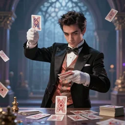 magician doing a card trick, cardistry, cards, fantasy, digital art, soft lighting, 8 k
