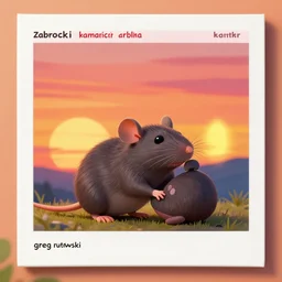 rat enjoys the sunset, character sheet, colorful, contrast, 3 d scene, greg rutkowski, zabrocki, karlkka, jayison devadas, trending on artstation, 8 k, ultra wide angle, zenith view, pincushion lens effect
