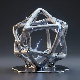 3 d render of a wireframe of melted platonic solids, sculpture, chrometype, liquid metal, neotribal, raytraced, volumetric lightning, 8 k, by zhelong xu, tooth wu, wlop, ouchh and and innate studio