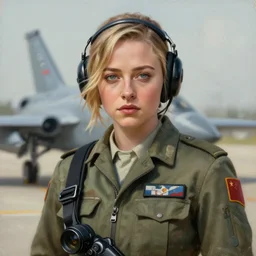 epic professional digital portrait art of chloe moretz, airforce pilot, 4 5 mm lens, painting, facing front, by neal adams and joelle jones artstation, cgsociety, wlop, epic, much wow, much detail, gorgeous, detailed, cinematic, masterpiece